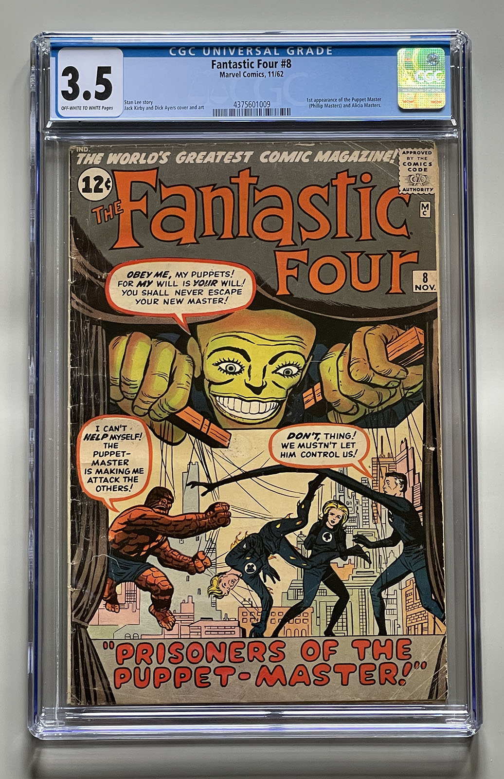 FANTASTIC FOUR #8 *CGC 3.5* First app. Alicia Master and Puppet Master! 1962