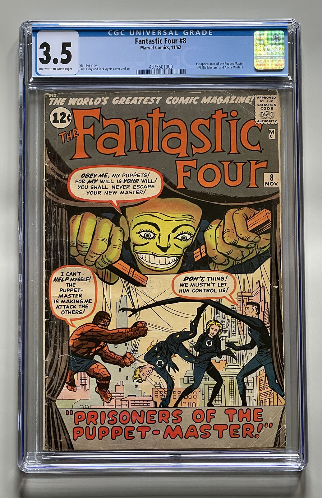 FANTASTIC FOUR #8 *CGC 3.5* First app. Alicia Master and Puppet Master! 1962