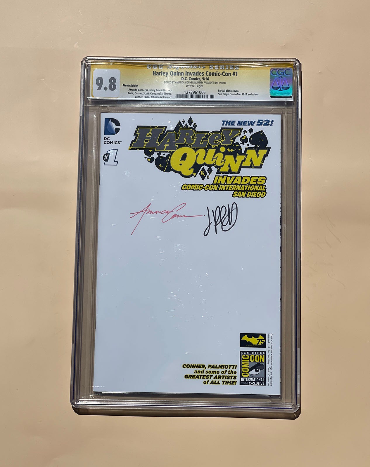 HARLEY QUINN INVADES SDCC #1 * CGC 9.8 * Signed by Connor and Palmiotti!