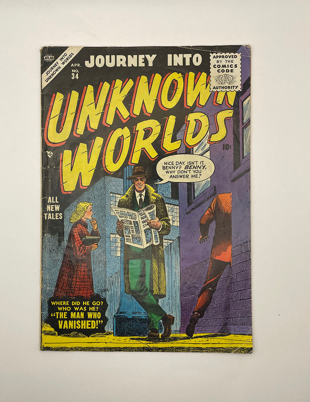 JOURNEY INTO UNKNOWN WORLDS #34 * 4.0 (VG) * First Comics Code seal! Atlas 1955