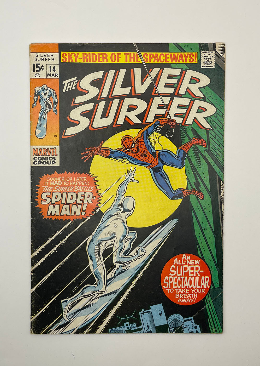 SILVER SURFER #14 5.5 (FN-) Spider-Man battle! 1970