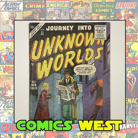JOURNEY INTO UNKNOWN WORLDS #34 * 4.0 (VG) * First Comics Code seal! Atlas 1955
