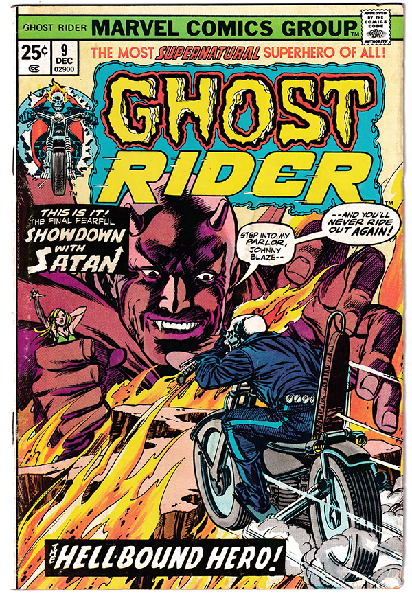 GOST RIDER #9 VG+ (4.5) Inferno appearance! Gil Kane cover! MVS missing. 1974