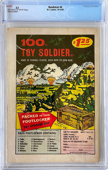 HAWKMAN #4 CGC 2.5 First app. and origin of ZATANNA! Key! 1964
