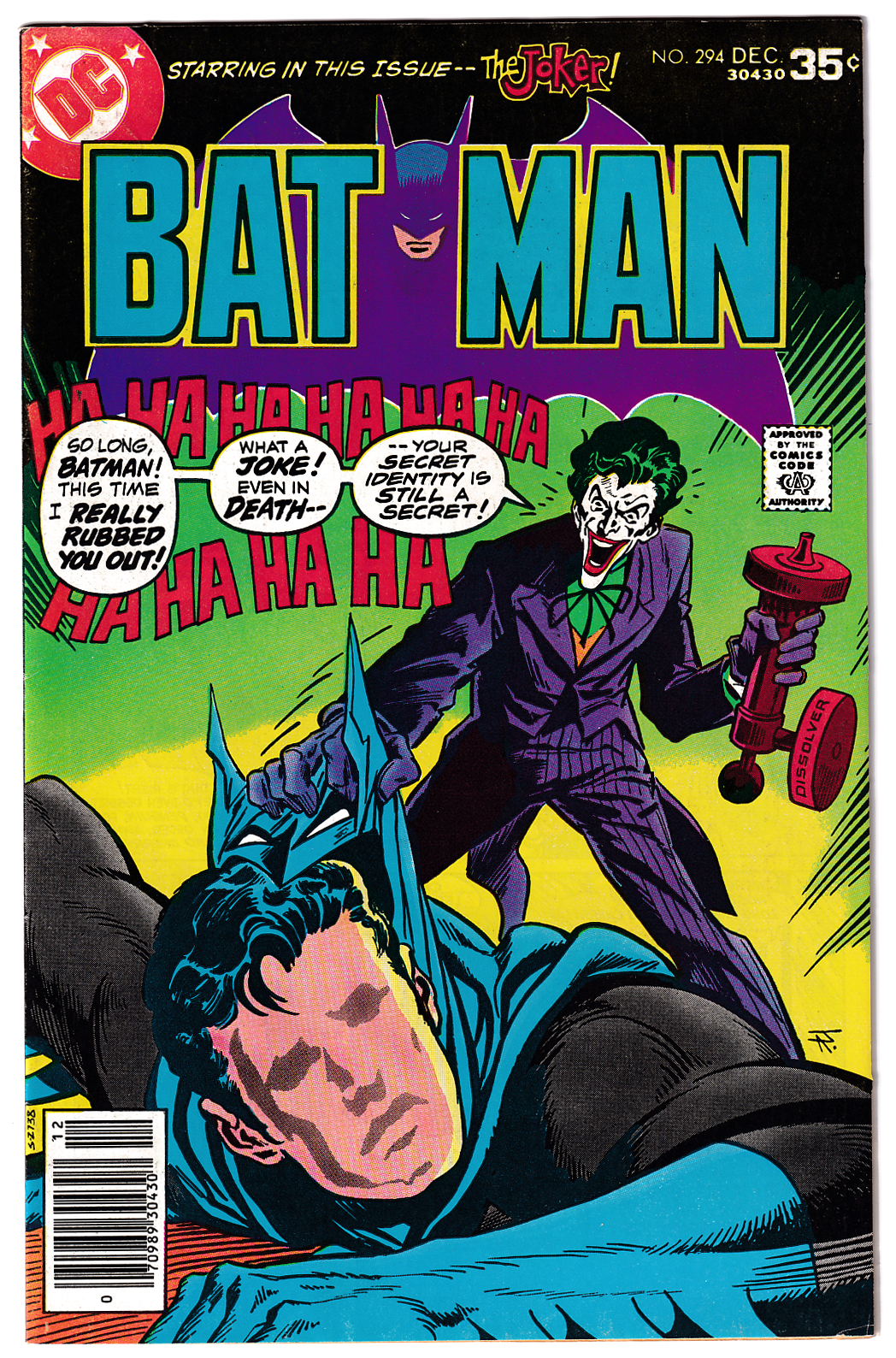 BATMAN #294 FN (6.0) Joker cover! Jim Aparo! 1977
