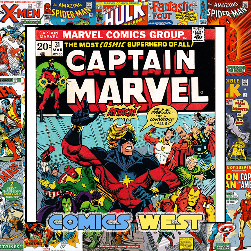 CAPTAIN MARVEL #31 FN+ (6.5) Avengers! Thanos! Cosmic Cube! 1974