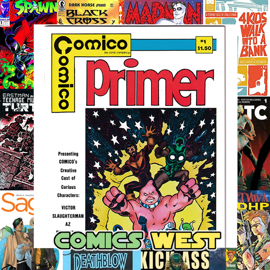 COMICO PRIMER #1 VF (8.0) 1st app. AZ, Skrog, Slaughterman! 1982