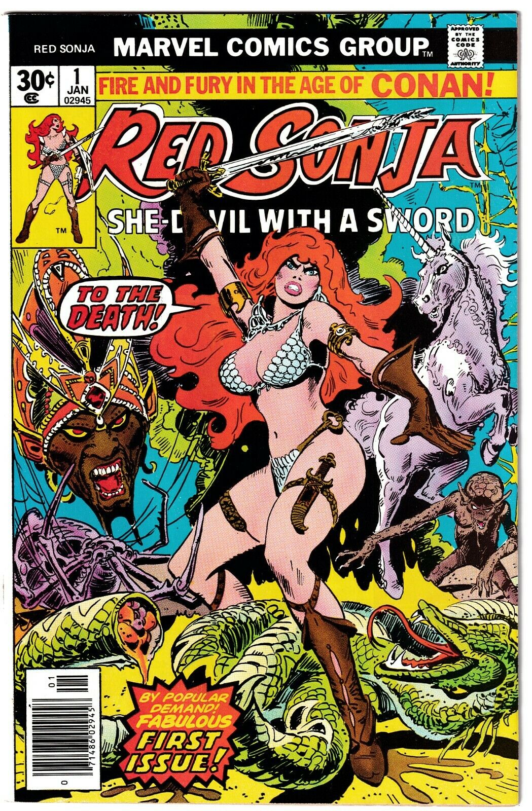 RED SONJA #1 VF- (7.5) 1st solo Red Sonja series! Frank Thorne cover! 1977