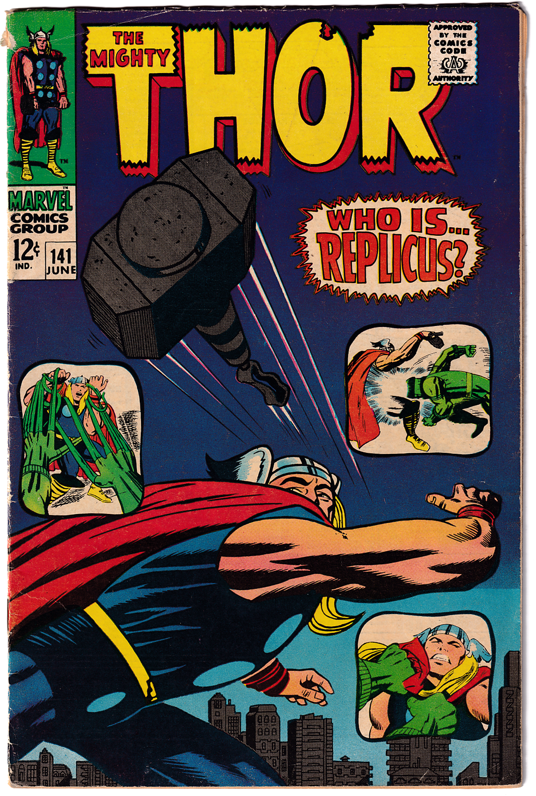 THOR #141 VG+ (4.5) 1st app. of REPLICUS! Kirby!
