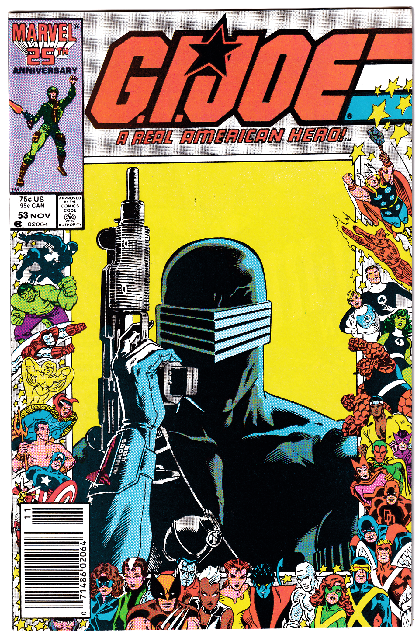 GI JOE #53 NM (9.4) Marvel 25th Anniversary cover! Snake Eyes! Newsstand! 1986