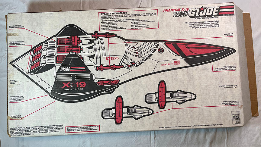 GI JOE PHANTOM X-19 STEALTH FIGHTER Complete with GHOSTRIDER and box! 1988